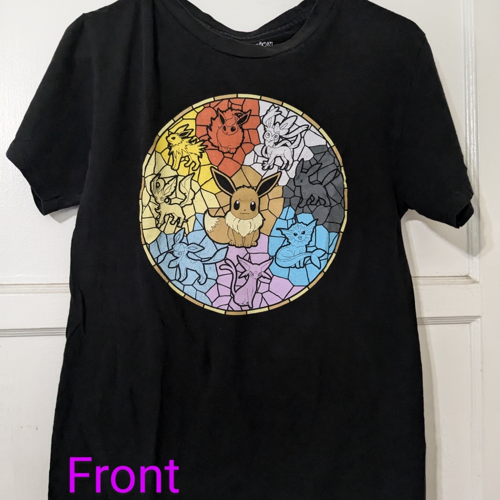 Pokemon Black Tee with Colorful Eevee Design